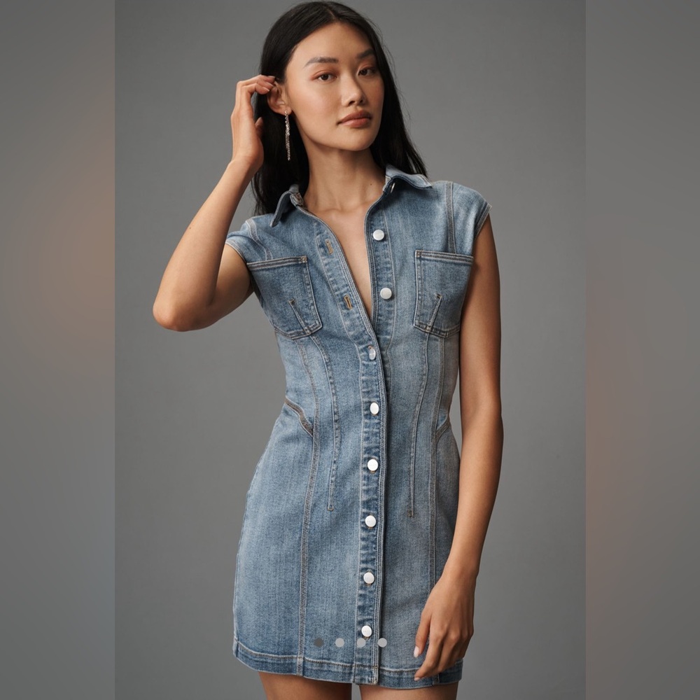 Anthropologie Denim Button-Down Midi Dress